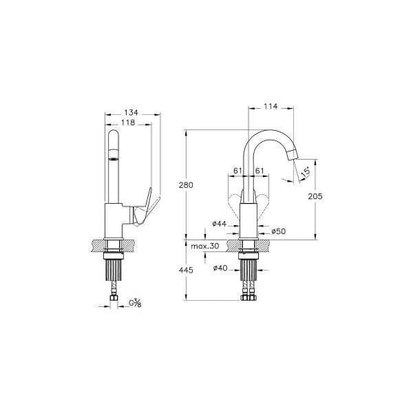 Artema Flow Round Lavabo Bataryası (Döner Borulu) - A43152