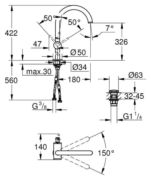 Grohe ATRİO TEK KUMANDALI LAVABO BATARYASI XL-BOYUT - 32647DA3