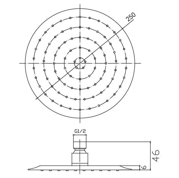 Roca Daire Duş Başlığı Krom 250 mm - A289435002
