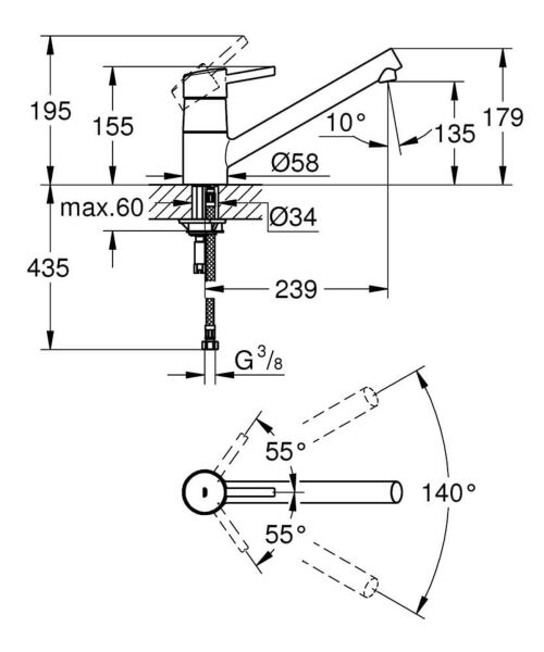 Grohe Concetto Tek Kumandalı Eviye Bataryası - 32659001