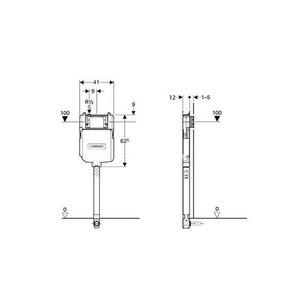 Geberit Sigma 109.791.00.1 Alaturka Gömme Rezervuar, 8cm