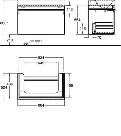 Geberit Citterio Lavabo Dolabı 90 cm, Tek Çekmeceli - 500.559.JJ.1