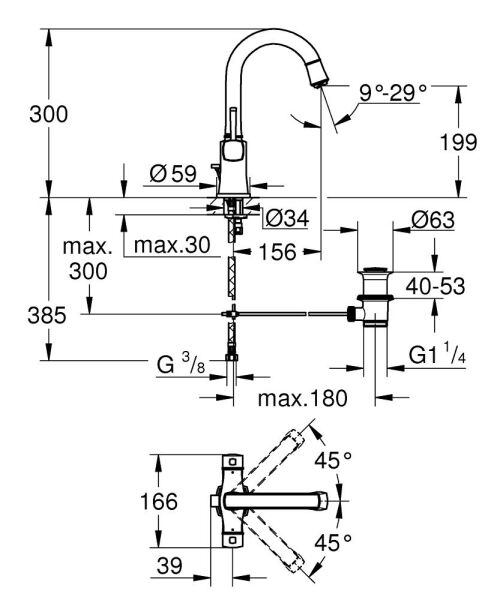 Grohe Grandera Lavabo Bataryası L-Boyut - 20666000