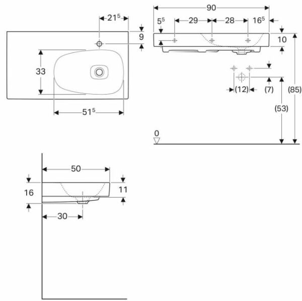 Geberit Citterio Etajerli Lavabo 90 cm - 500.549.01.1