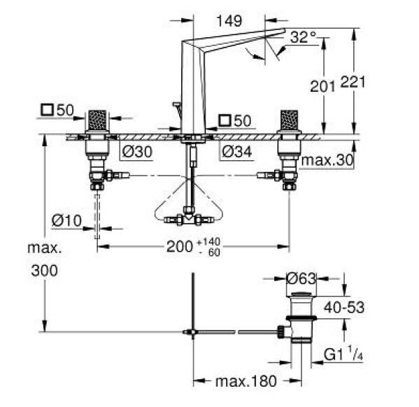 Grohe Allure Brilliant Private Collection 3 Delikli Lavabo Bataryası 1/2'' L-Boyut - 20667AL0