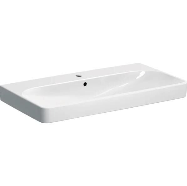 Geberit Smyle Square Lavabo: B=90cm, T=48cm, Batarya Deliği=Orta, Taşma deliği=Görünür, Beyaz - 500.251.01.1