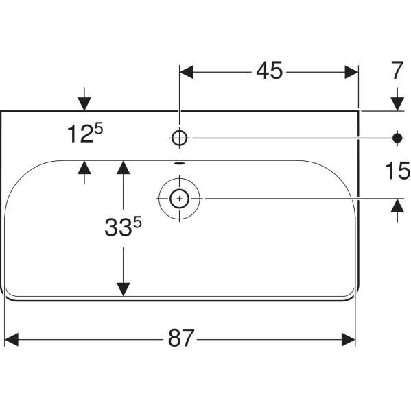 Geberit Smyle Square Lavabo: B=90cm, T=48cm, Batarya Deliği=Orta, Taşma deliği=Görünür, Beyaz - 500.251.01.1