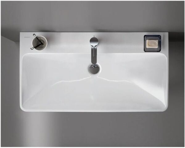 Geberit Smyle Square Lavabo: B=90cm, T=48cm, Batarya Deliği=Orta, Taşma deliği=Görünür, Beyaz - 500.251.01.1