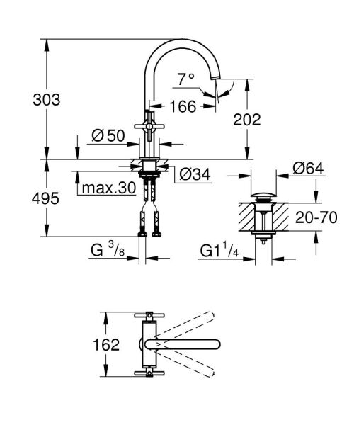 Grohe Lavabo Bataryası Atrio L-Boyut - 21144AL0