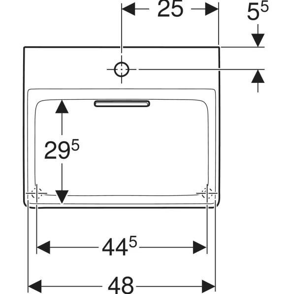 Geberit One Çanak Lavabo Yatay Çıkış 50x40 Batarya Delikli - 505.024.00.1