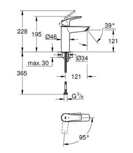 Grohe Eurosmart Lavabo Bataryası 1/2'' M-Boyut - 2339530E