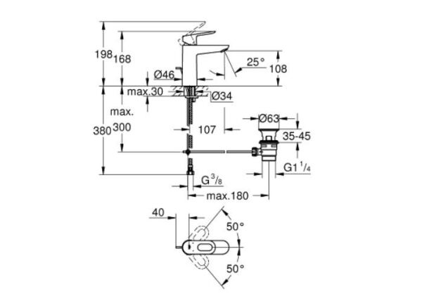 Grohe Bauloop Lavabo Bataryası M-Boyut 23762000