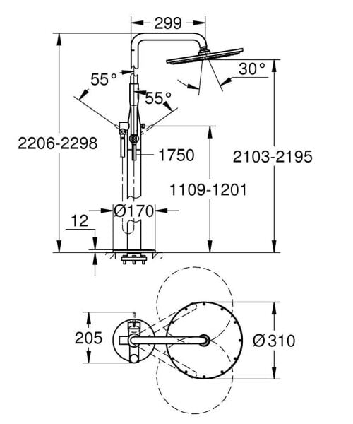 Grohe Essence Ayaklı Yerden Banyo Duş Bataryası - 23741DC1