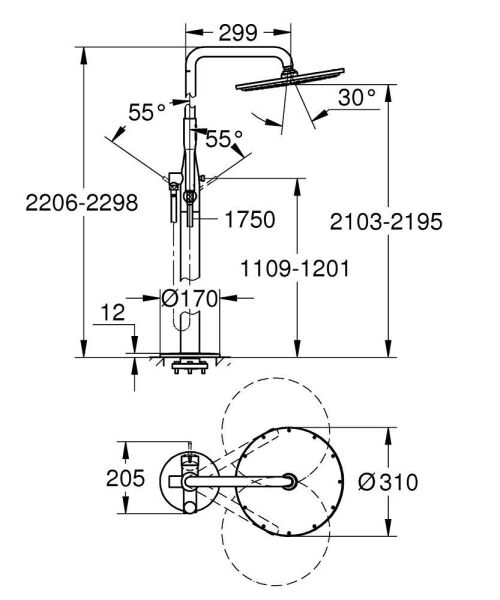 Grohe Essence Ayaklı Yerden Banyo Duş Bataryası - 23741DC1