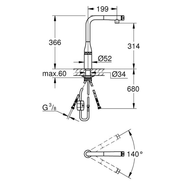 Grohe Essence Smart Control Eviye Bataryası - 31615BE0