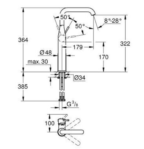 Grohe Essence Tek Kumandalı Lavabo Bataryası XL-Boyut - 24170A01