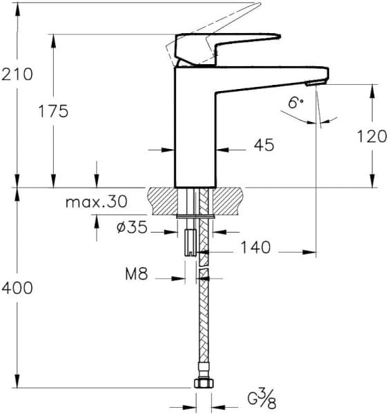 Artema Root Square Lavabo Bataryası (Yüksek), krom