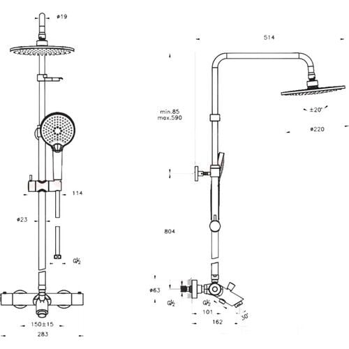 Artema Aquaheat A47208 Joy 220B Termostatik Duş Kolonu