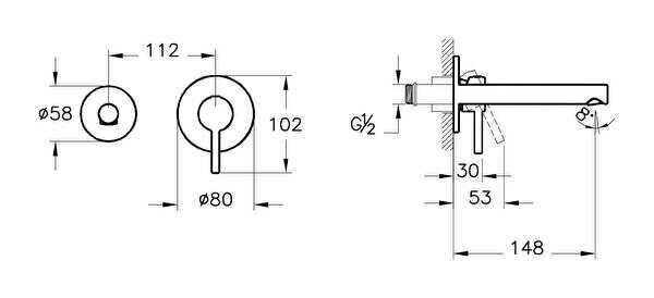 Vitra Origin Ankastre Lavabo Bataryası Sıva Üstü Grubu - İki Rozetli A42581