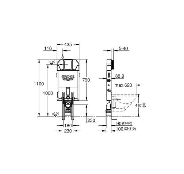 Grohe Duvariçi İnce Gömme Rezervuar ve Kapağı 2'li SET (8cm)