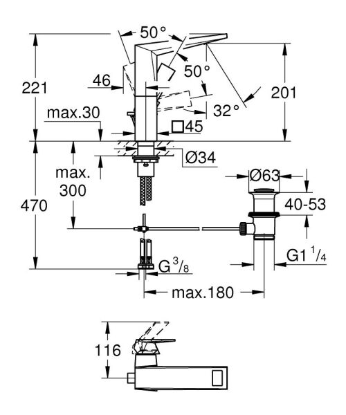 Grohe Allure Brilliant Lavabo Bataryası 1/2'' L-Boyut - 24344AL0