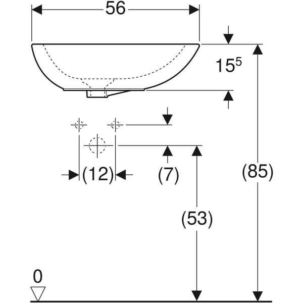 Keramag Citterio / Lavabo, Tezgah Üstü, Taşma Kanalsız, 560X400mm Beyaz - 123555