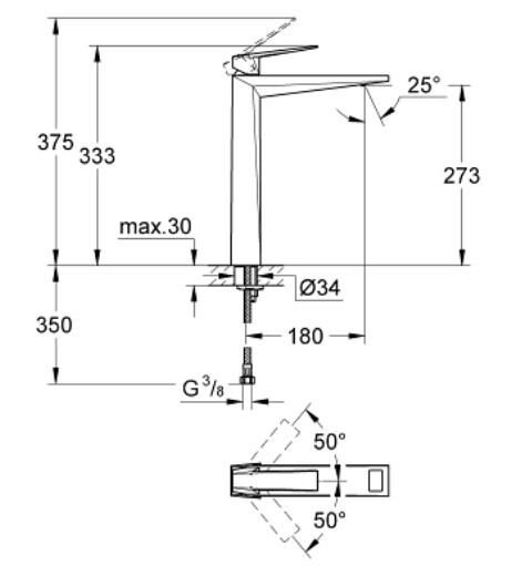 Grohe Allure Brilliant Lavabo Bataryası 1/2'' XL-Boyut - 24346000