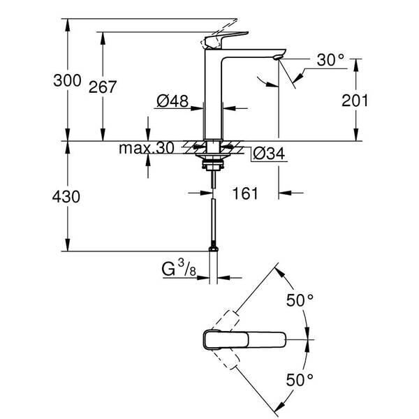 Grohe Cubeo Lavabo Bataryası 1/2  XL-Boyut - 1017290000