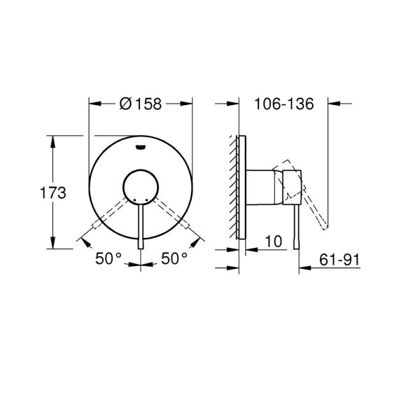 Grohe Ankastre Duş Bataryası 1 Çık. Essence Cool Sunrise - 24057GL1