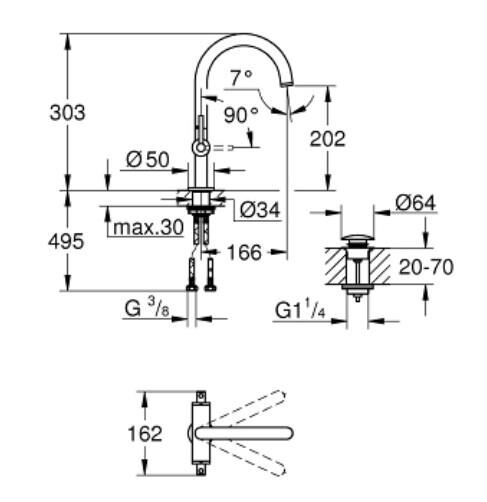 Grohe Atrio Lavabo Bataryası 1/2'' L-Boyut - 21145DC0