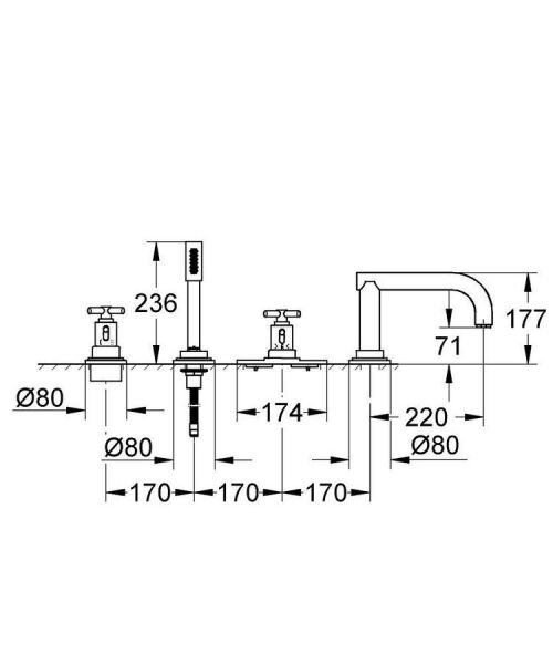 Grohe Atrio Termostatik Küvet Bataryası 19141000