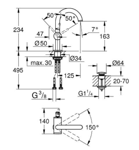 Grohe Atrio Lavabo Bataryası 1/2'' M-Boyut - 24363DC0