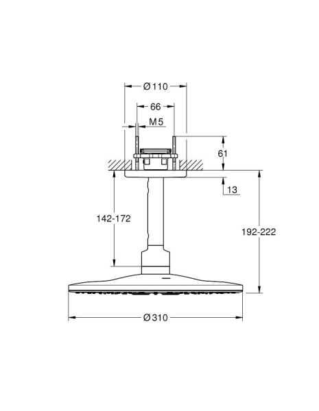 Grohe RAİNSHOWER SMARTACTİVE 310 TEPE DUŞU SETİ 142 MM, 2 AKIŞLI - 26477GL0