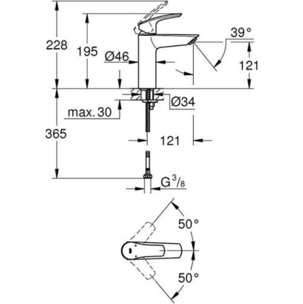 Grohe Eurosmart Tek Kumandalı Lavabo Bataryası M-Boyut - 23324003