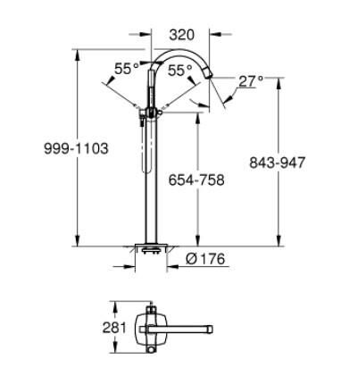 Grohe Grandera Yerden Küvet Bataryası - 24375IG0