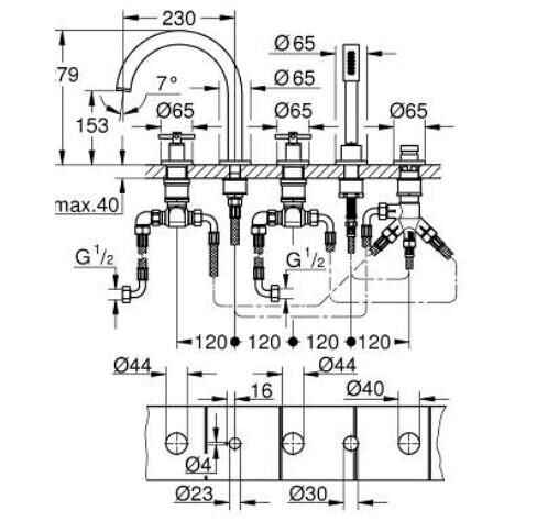 Grohe Atrio 5 Delikli Ankastre Küvet Bataryası - 29408000