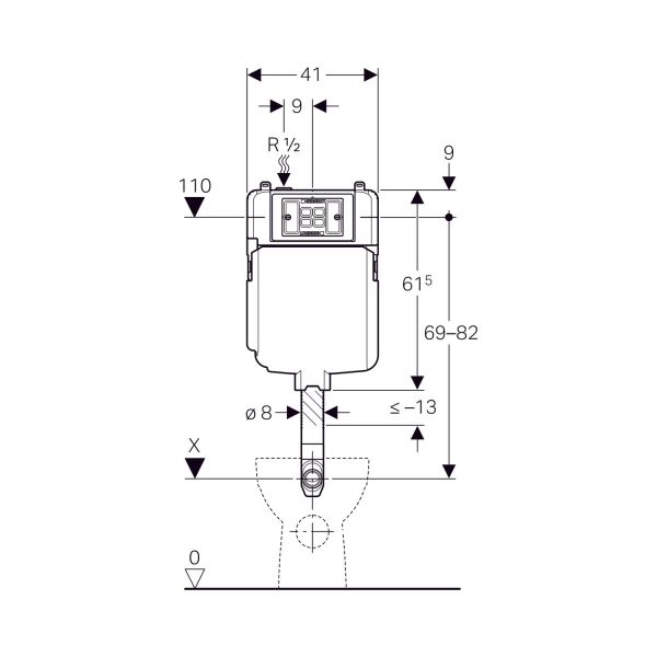 Geberit Alpha Alaturka Gömme Rezervuar Gövdesi 8 Cm