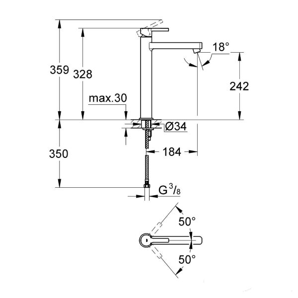 Grohe Lineare Tek Kumandalı Lavabo Bataryası 1/2'' Xl-Boyut 23405000 - 23405000