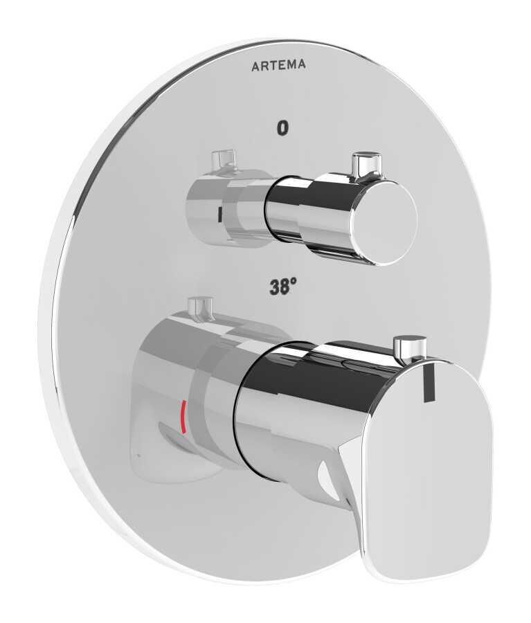 Artema Root Round Ankastre Termostatik Banyo Bataryası (V-Box Sıva Üstü Grubu), krom