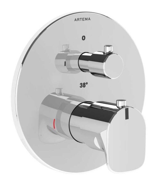 Artema Root Round Ankastre Termostatik Banyo Bataryası (V-Box Sıva Üstü Grubu), krom