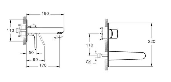 Artema Root Round Ankastre Lavabo Bataryası  (Sıva Üstü Grubu), altın