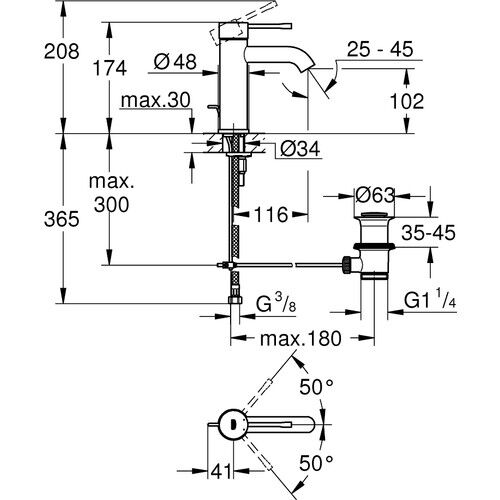 Grohe Essence Tek Kumandalı Lavabo Bataryası s-Boyut 23589EN1