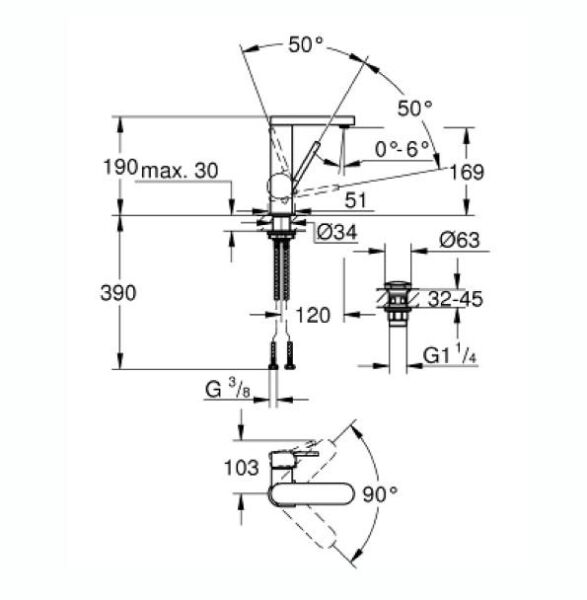 Grohe Plus Tek Kumandalı Lavabo Bataryası M-Boyut - 23872003