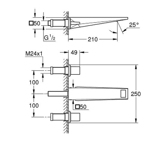 Grohe Allure Brilliant Üç Delikli Lavabo Bataryası 1/2'' L-Boyut - 20629000