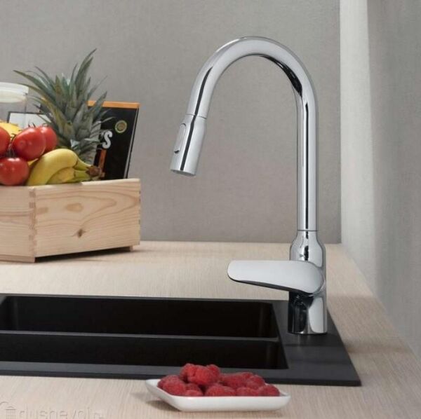 Hansgrohe Focus M42 Tek Kollu Eviye Bataryası 180, Çekilebilir El Duşu, 2jet, Sbox - 71821000
