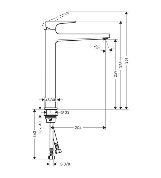 Hansgrohe Metropol Tek Kol. LB  260