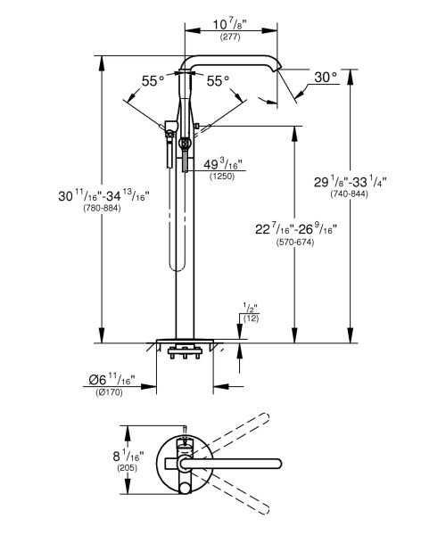 Grohe Essence Tek Kumandalı Banyo Bataryası 1/2'', Zemine Monte - 23491BE1