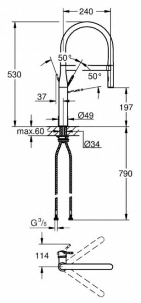 Grohe ESSENCE TEK KUMANDALI EVİYE BATARYASI 1/2'' - 30294AL0