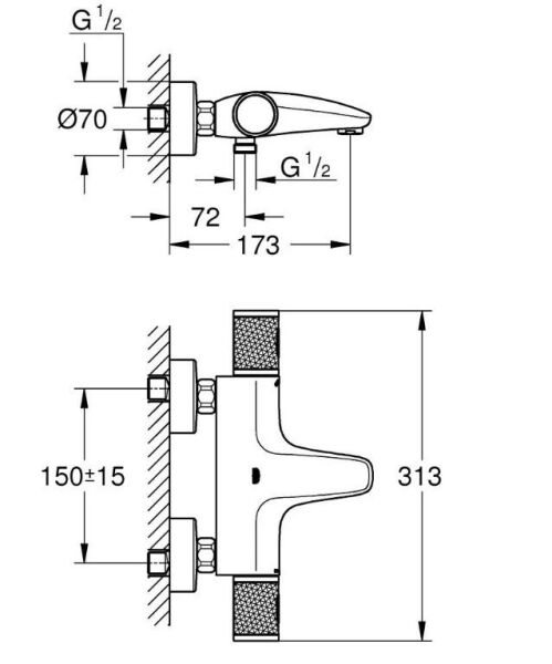 Grohe Grohtherm 1000 Performance Termostatik Banyo Bataryası - 34830000