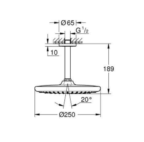 Grohe Tempesta 250 Yuvarlak Tepe Duşu Tek Akışlı, 25cm - 26669000